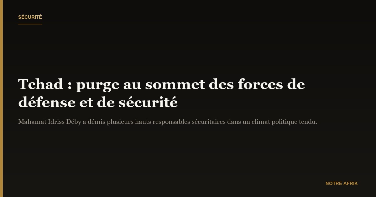 Tchad : des hauts fonctionnaires de la sécurité démis de leurs fonctions