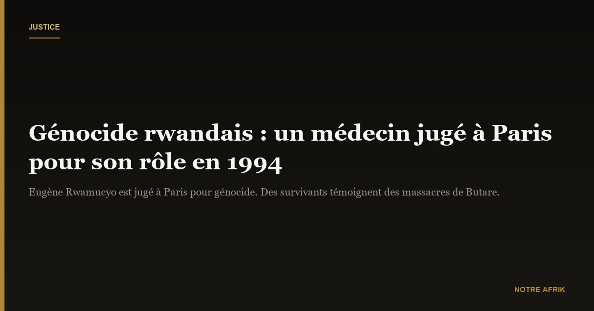 Génocide rwandais : douloureux retour sur les faits à l'occasion du procès d'Eugène Rwamucyo