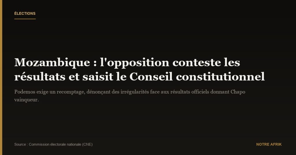 Mozambique : l'opposition demande un recomptage des voix
