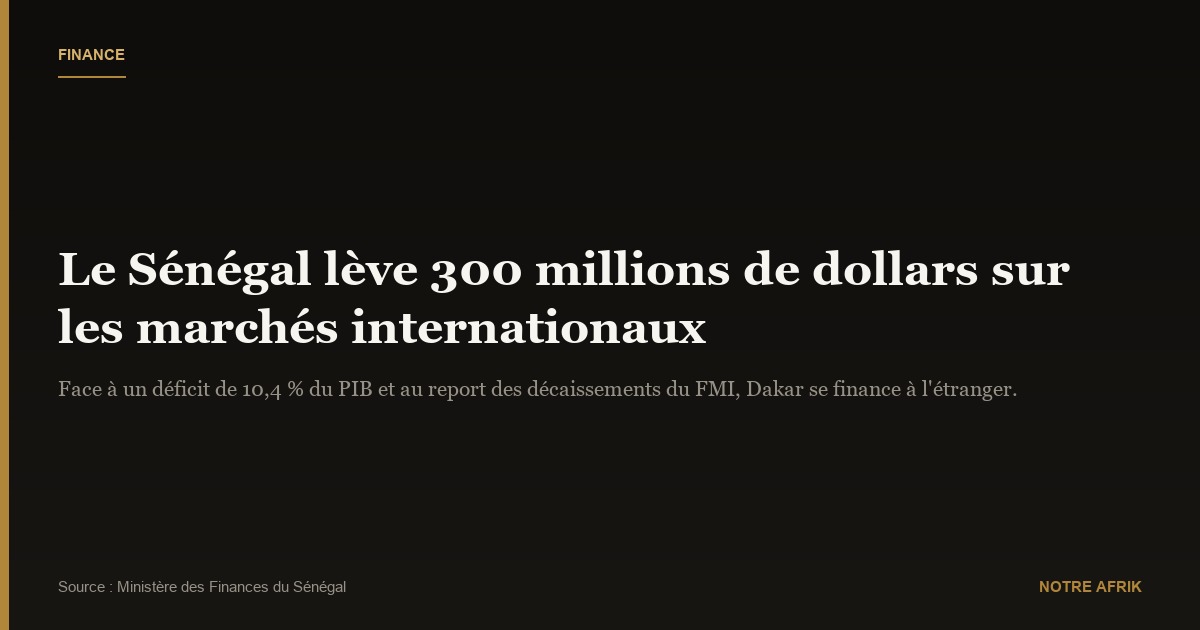 Finance : le Sénégal obtient 300 millions de dollars sur le marché international