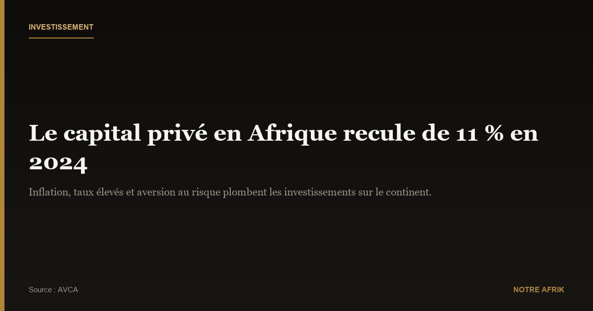 Afrique: le capital privé recule de 11 % en 2024