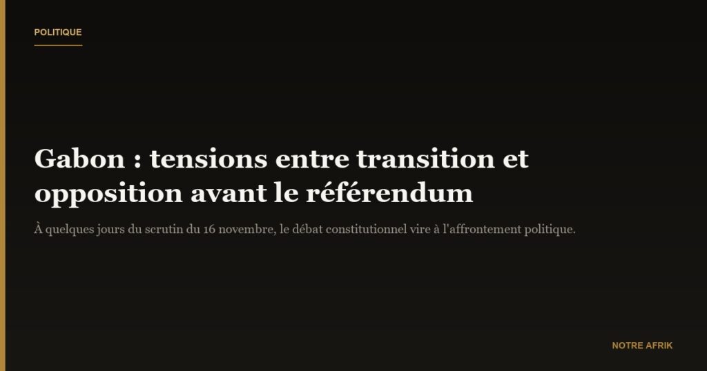 Gabon : la guerre des mots s'intensifie à l'approche du référendum constitutionnel