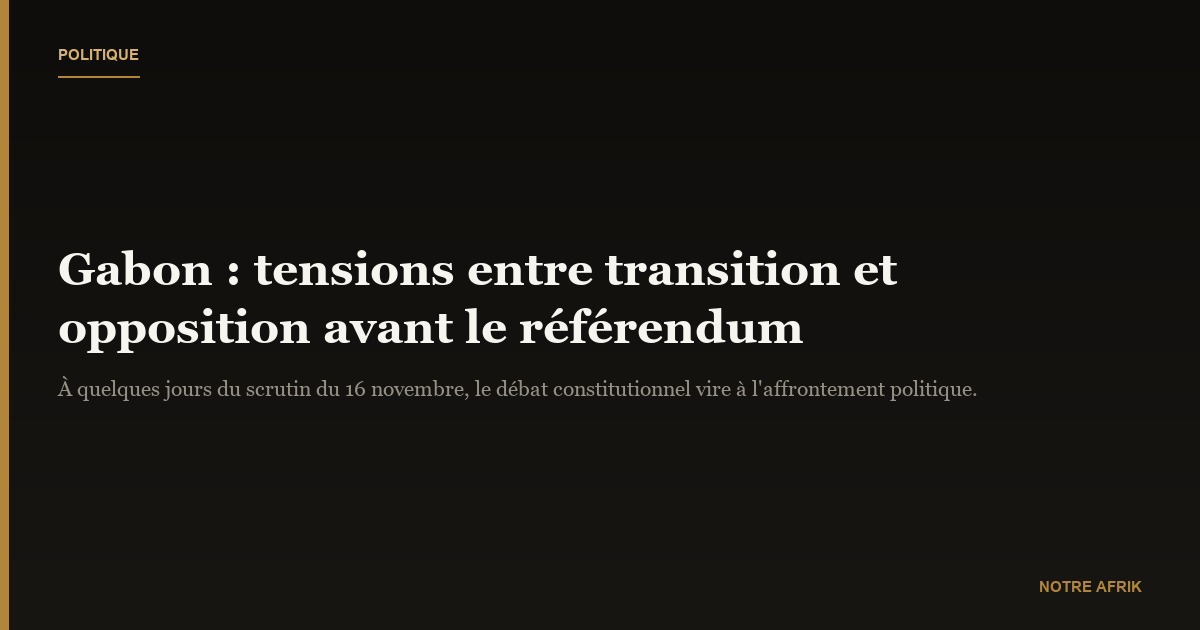 Gabon : la guerre des mots s'intensifie à l'approche du référendum constitutionnel