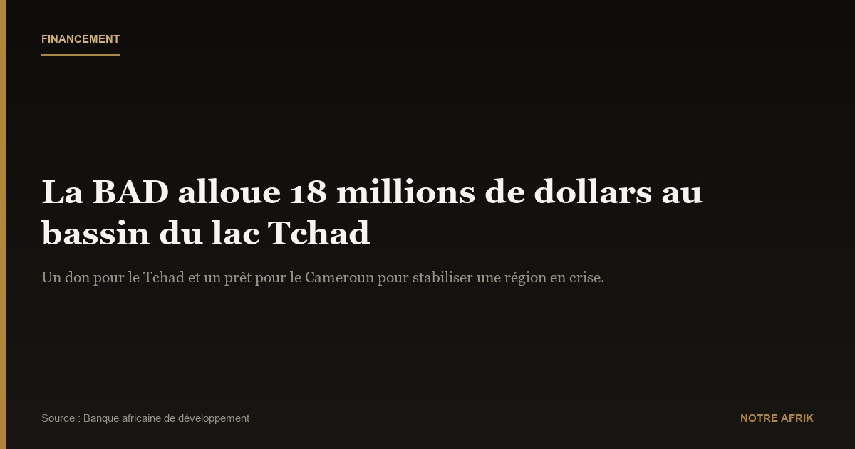Financement : la BAD accorde 18 millions de dollars US pour soutenir la stabilisation du bassin du lac Tchad