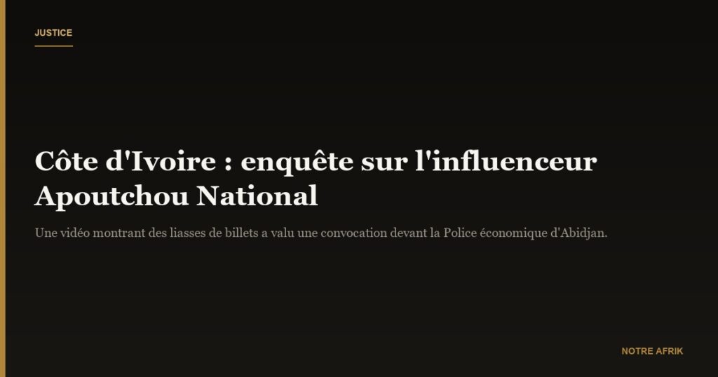 Côte d'Ivoire : une enquête ouverte contre l'influenceur Apoutchou National pour exhibition de billets de banque