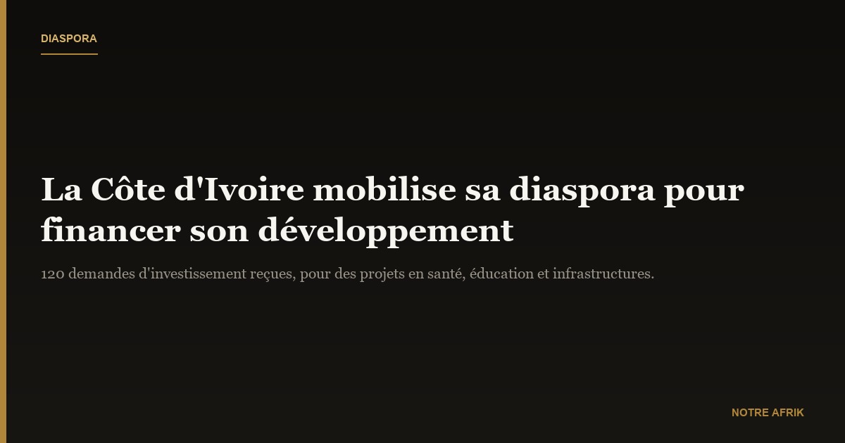 Financement : la Côte d'Ivoire invite sa Diaspora à investir au pays
