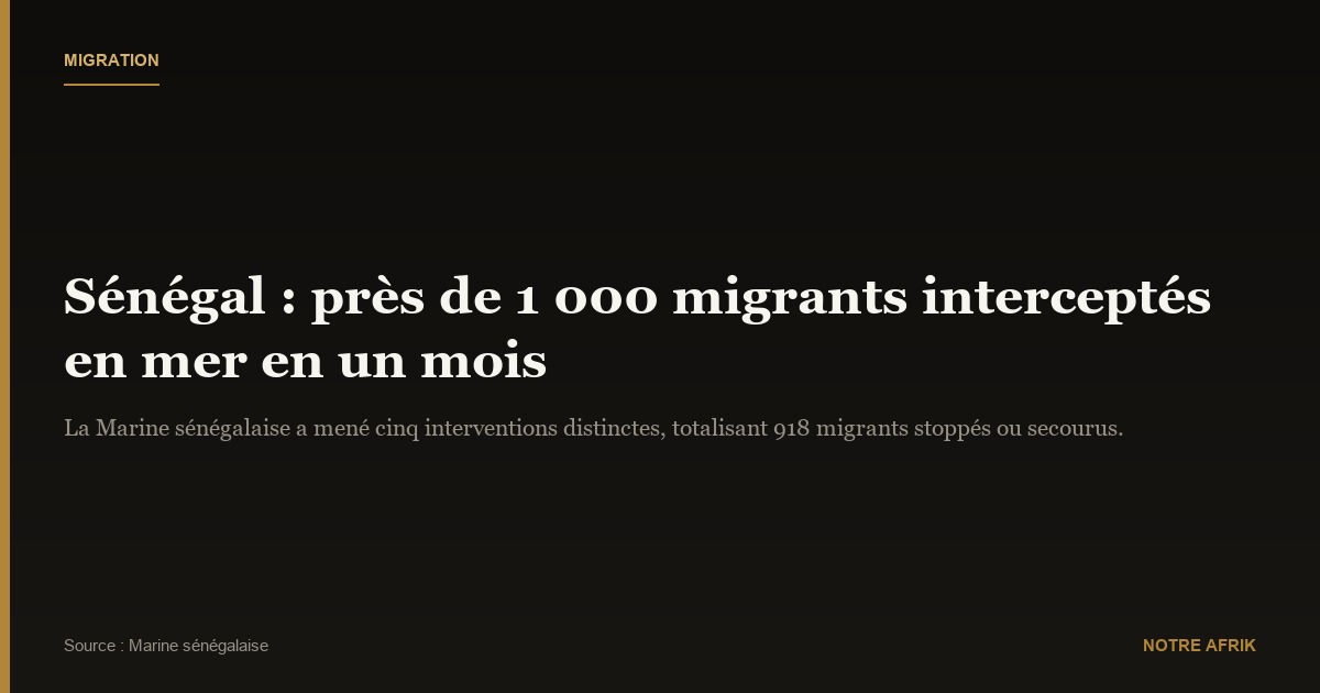 Sénégal : près d'un millier de migrants illégaux arrêtés en mer en un mois