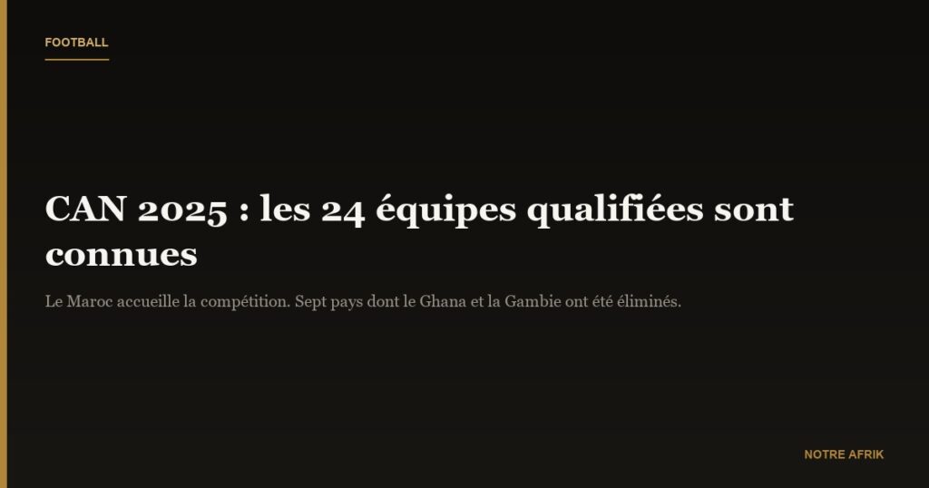 CAN 2025 : la liste des 24 équipes qualifiées dévoilée