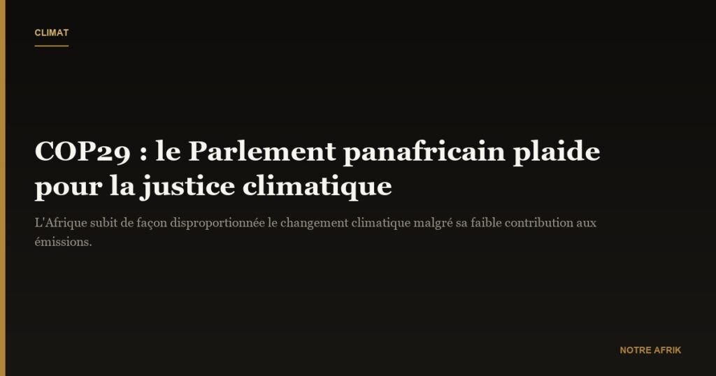 COP29 : le Parlement panafricain plaide pour la résilience climatique en Afrique