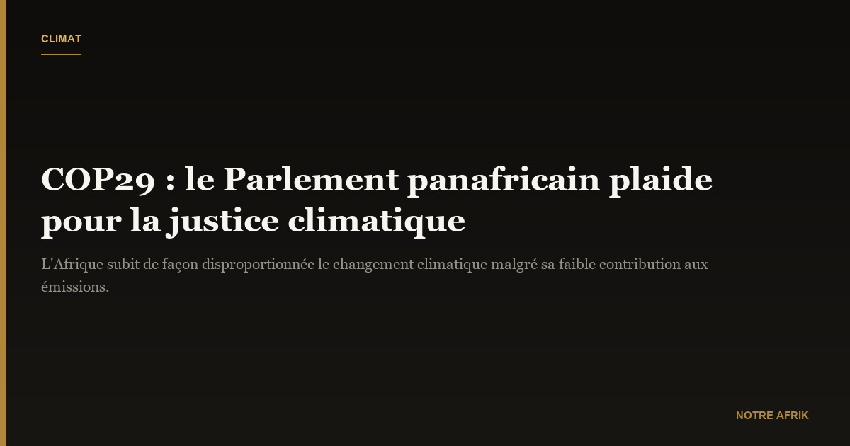 COP29 : le Parlement panafricain plaide pour la résilience climatique en Afrique