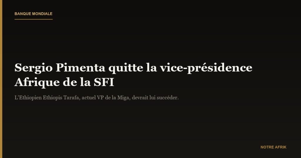 Banque Mondiale : Sergio Pimenta quitte la vice présidence de SFI
