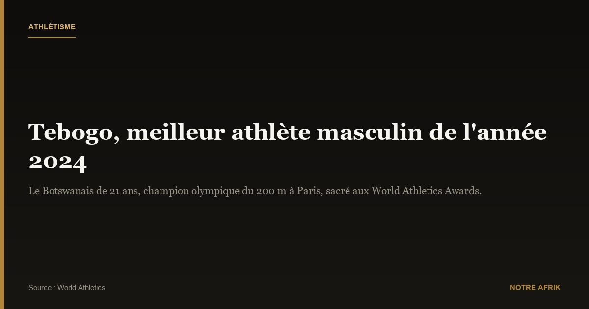 Athlétisme : le sprinteur Letsile Tebogo élu athlète de l'année
