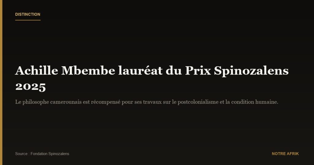 Distinction : Achille Mbembe lauréat du Prix Spinozalens 2025