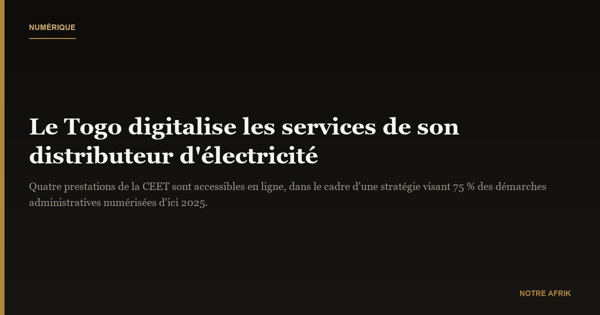 Numérique : le distributeur public d’énergie au Togo se digitalise