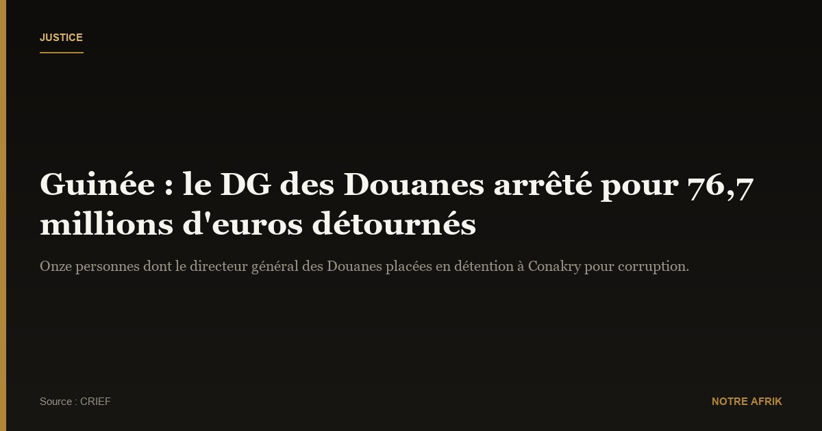 Guinée : le directeur général des Douanes aux arrêts pour détournements