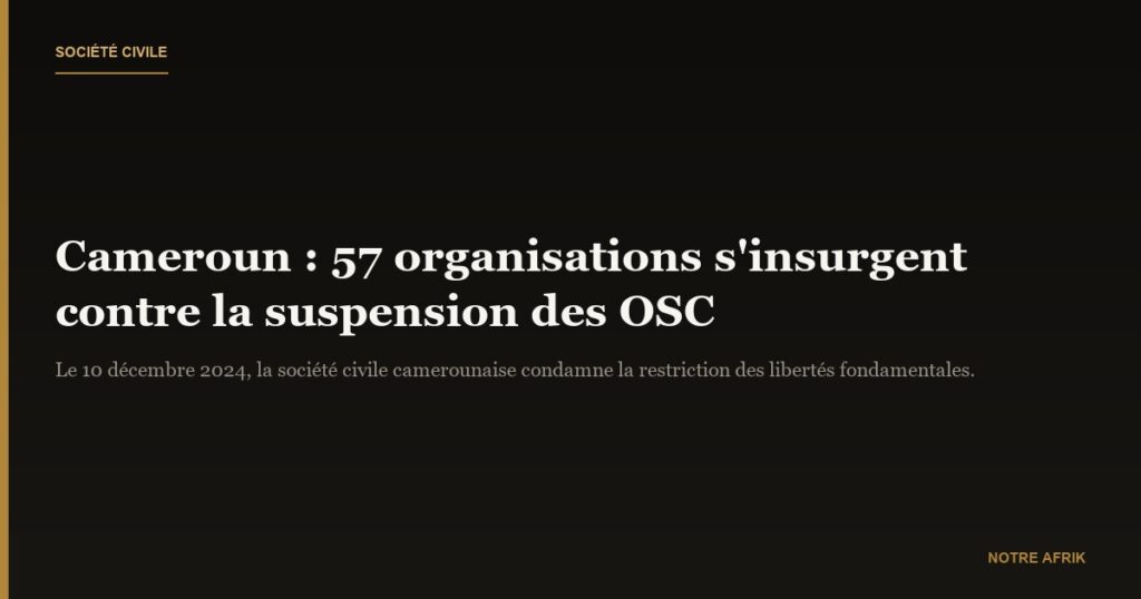 Cameroun : indignation de la société civile contre la suspension des Osc