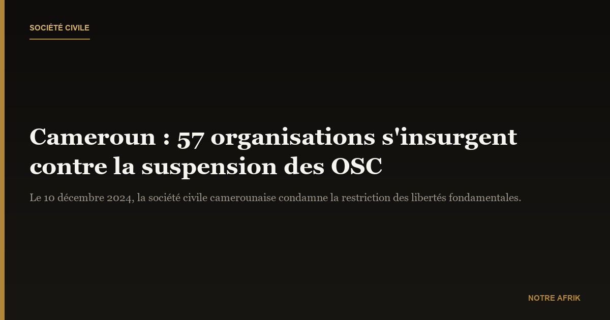 Cameroun : indignation de la société civile contre la suspension des Osc