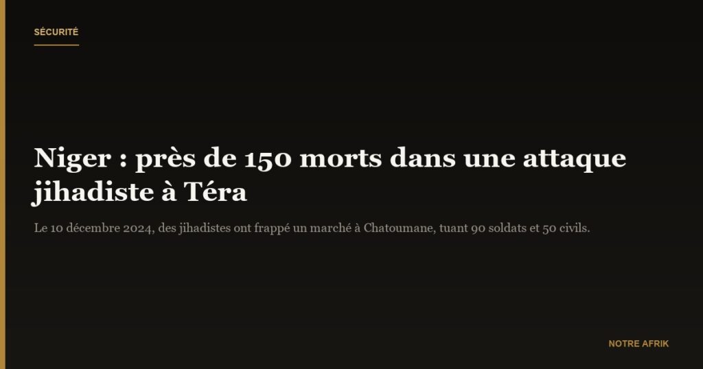 Niger : une centaine de soldats tués dans une attaque des jihadistes