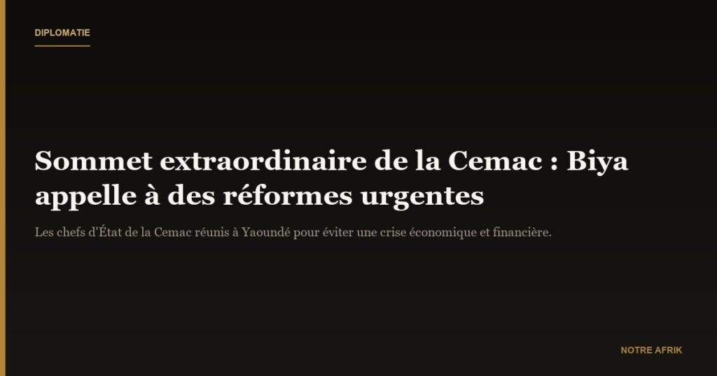 Sommet extraordinaire de la Cemac : Paul Biya plaide pour des mesures concrètes