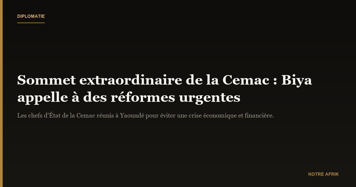 Sommet extraordinaire de la Cemac : Paul Biya plaide pour des mesures concrètes
