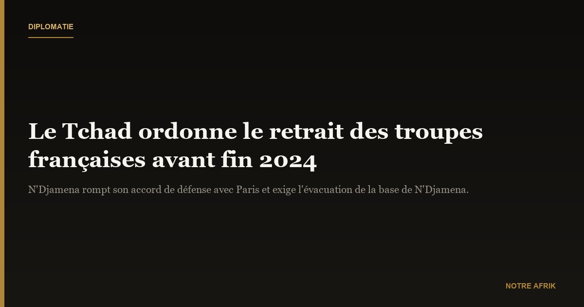 Tchad : les autorités demandent le retrait de l'armée française avant le 31 décembre 2024
