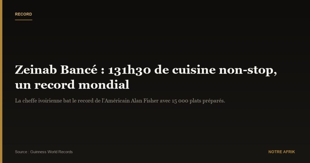 Côte d'Ivoire : Zeinab Bancé bat le record du Marathon de cuisine