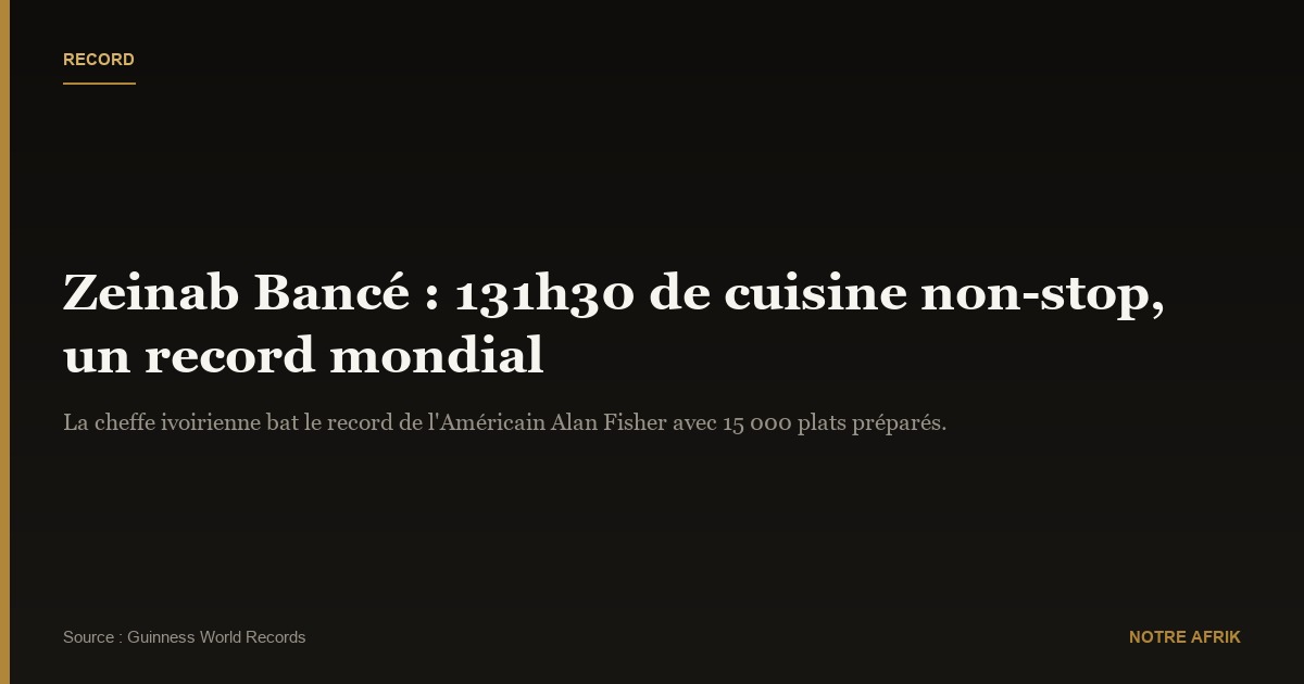 Côte d'Ivoire : Zeinab Bancé bat le record du Marathon de cuisine
