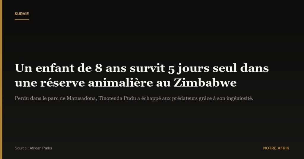 Zimbabwe : un enfant de huit ans survit pendant cinq jours dans une réserve animalière