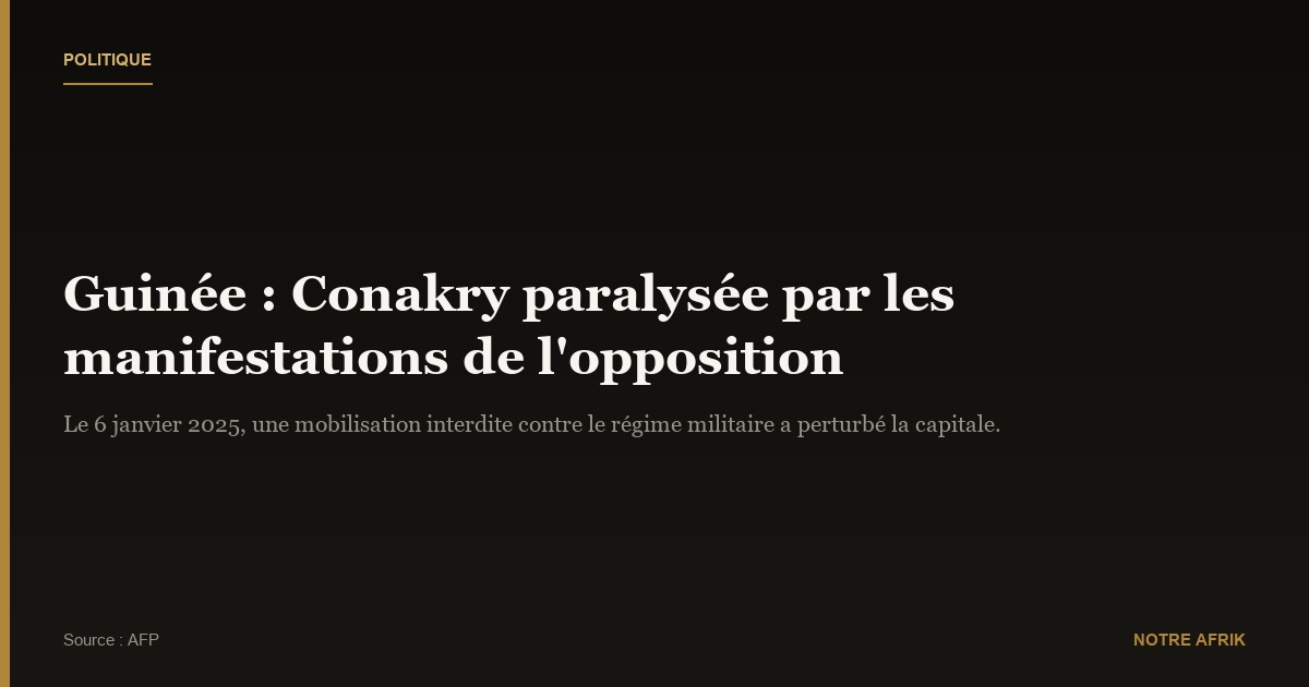 Guinée : les manifestations de l'opposition paralysent Conakry