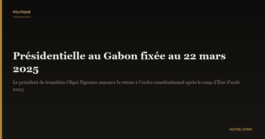 Présidentielle 2025 : les Gabonais aux urnes le 22 mars