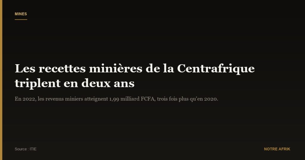 Centrafrique : les recettes minières triplent en deux ans