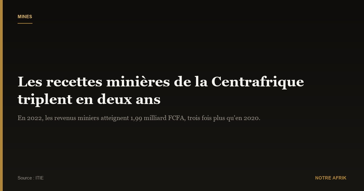 Centrafrique : les recettes minières triplent en deux ans