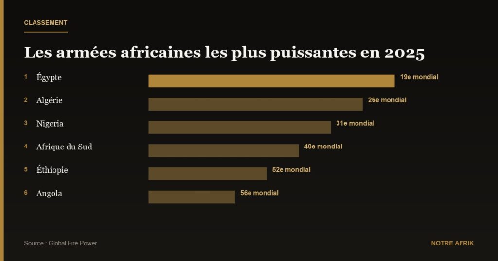 Sécurité : 38 pays africains classés parmi les puissances militaires mondiales en 2025