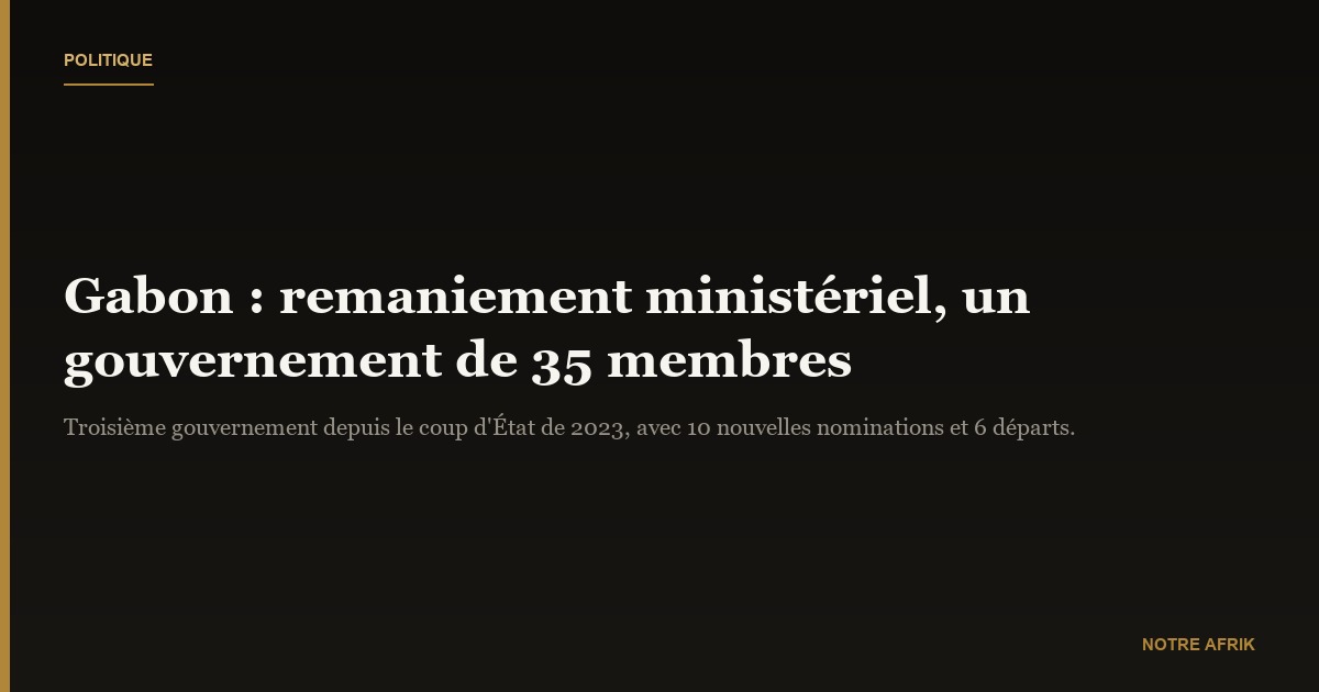 Gabon : le nouveau gouvernement constitué de 35 membres