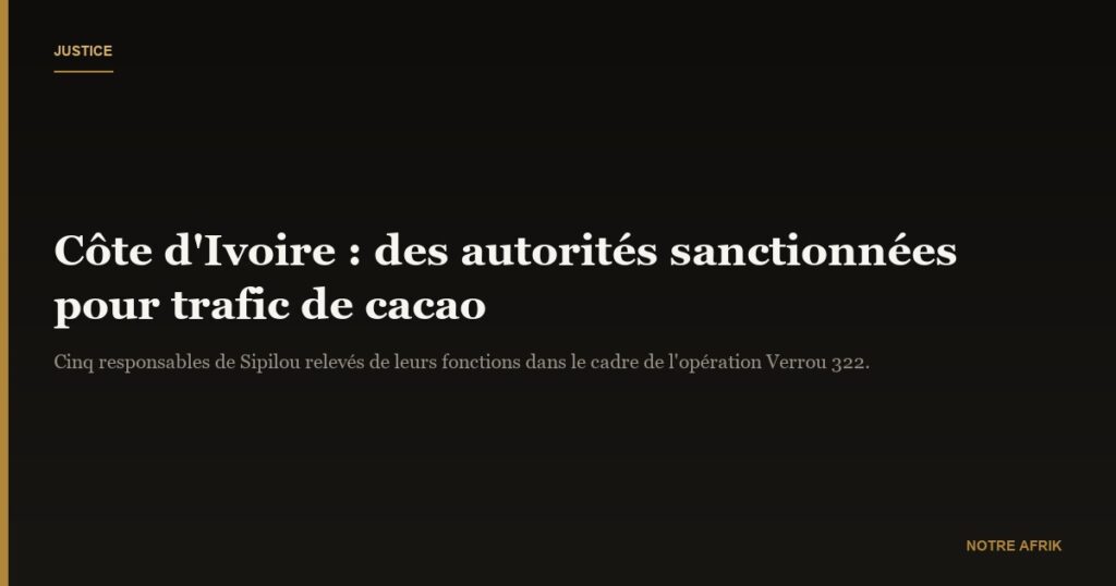 Côte d'Ivoire : des autorités relevées de leurs fonctions pour complicité dans le trafic de cacao