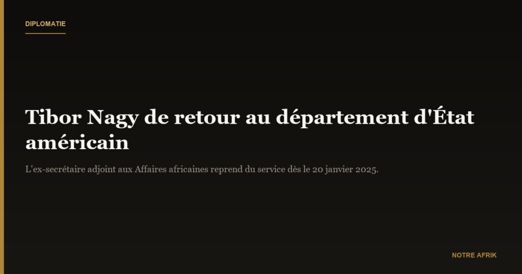 Diplomatie : l'Américain Tibor Nagy de retour au département d'État