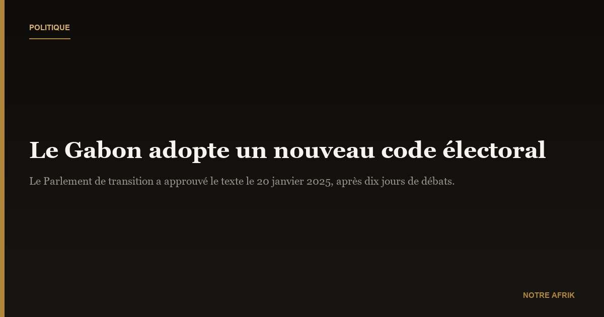 Gabon: le nouveau code électoral approuvé