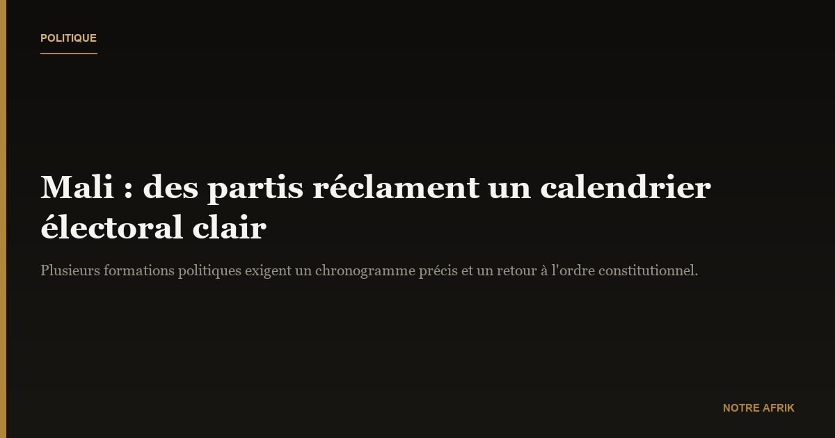 Mali : les partis politiques réclament la fin de la Transition