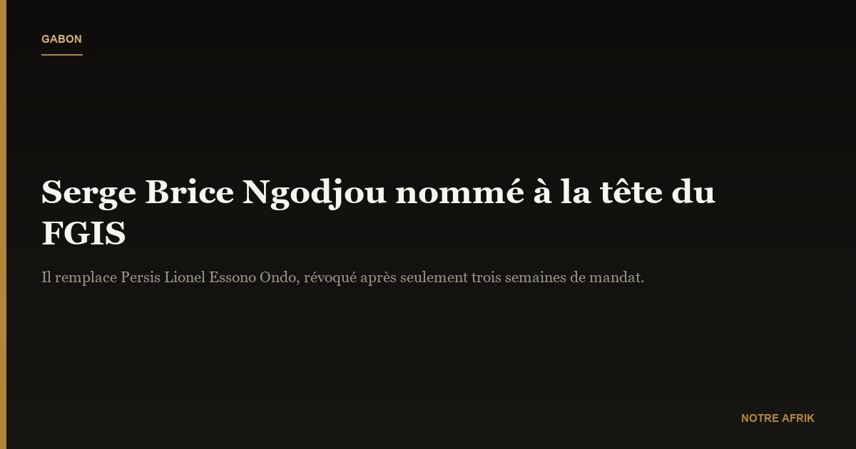 Gabon : Serge Brice Ngodjou prend les rênes du Fonds gabonais d'investissements stratégiques
