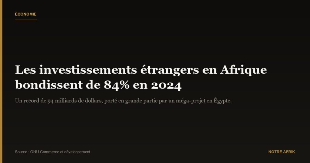 Afrique : les investissements étrangers ont augmenté de 84% en 2024