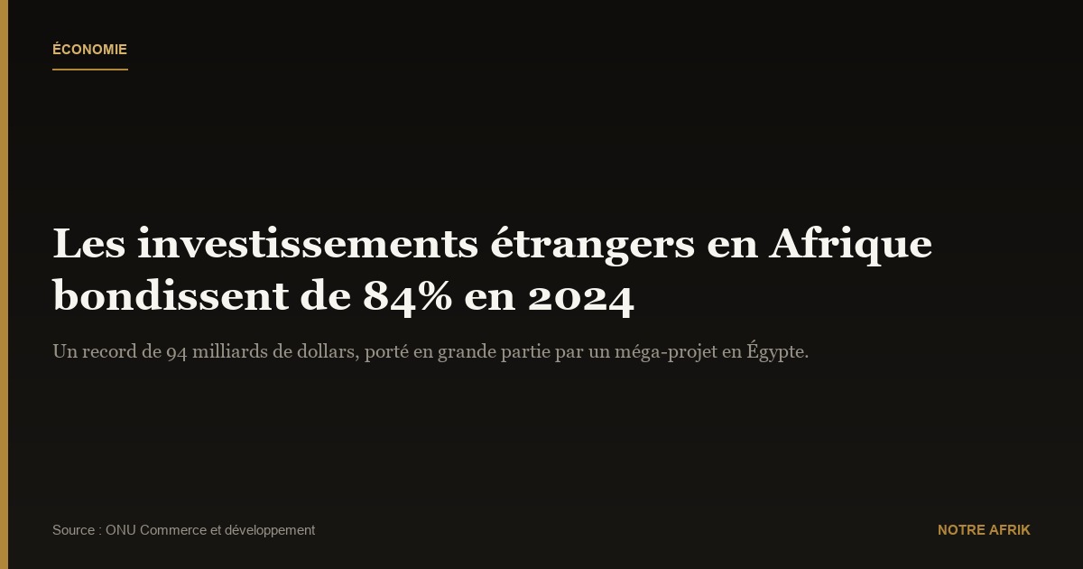 Afrique : les investissements étrangers ont augmenté de 84% en 2024