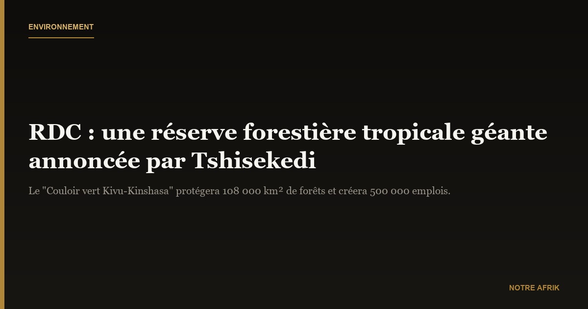 RDC : Félix Tshisekedi annonce la création de la plus grande réserve forestière tropicale mondiale