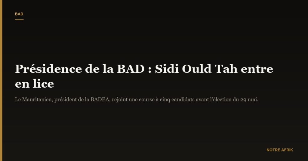Présidence de la BAD : Sidi Ould Tah entre en lice