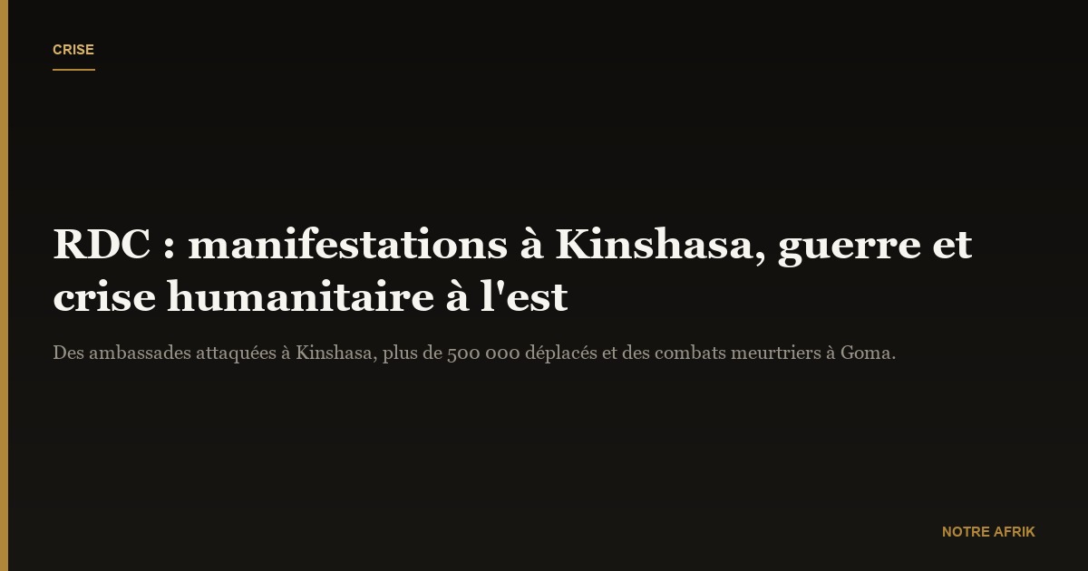 RDC : des manifestants protestent à Kinshasa contre la guerre à l'est