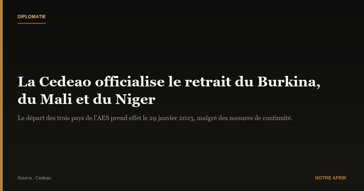 Diplomatie : la Cedeao officialise le retrait des États membres de l'AES