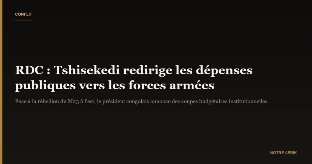 RDC : réduction des dépenses des institutions pour soutenir les forces armées