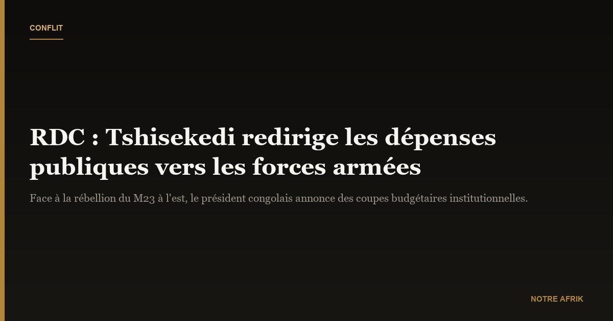 RDC : réduction des dépenses des institutions pour soutenir les forces armées