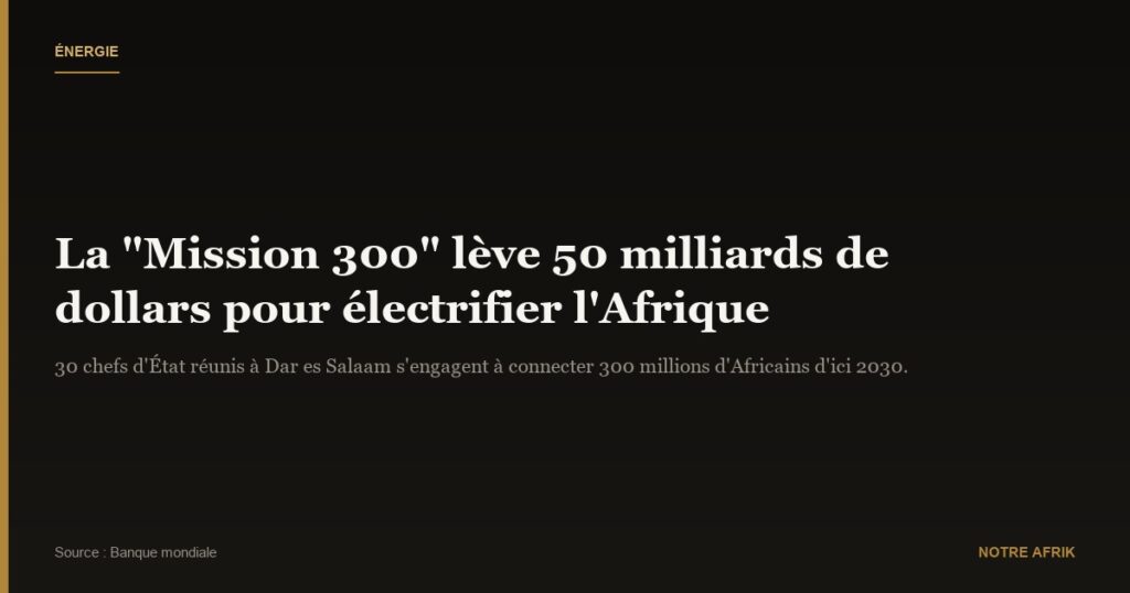 Afrique : la "Mission 300" lève 50 milliards de dollars pour améliorer l'accès à l'énergie