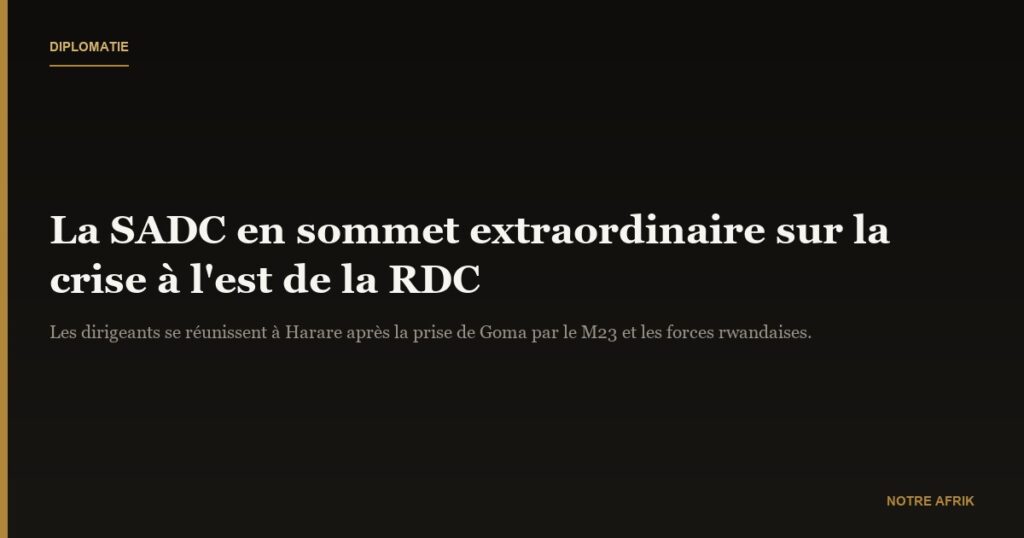 RDC : les dirigeants de la SADC en sommet extraordinaire au Zimbabwe