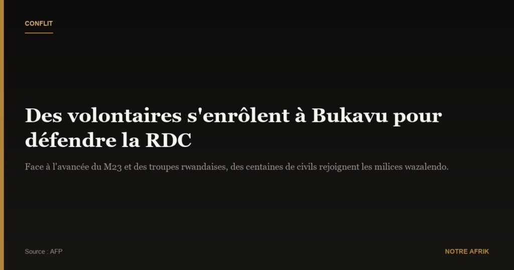 RDC : des "volontaires" s'inscrivent à Bukavu pour défendre le pays